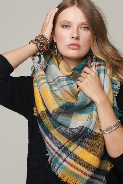 Must Have Mustard and Plaid Blanket Scarf