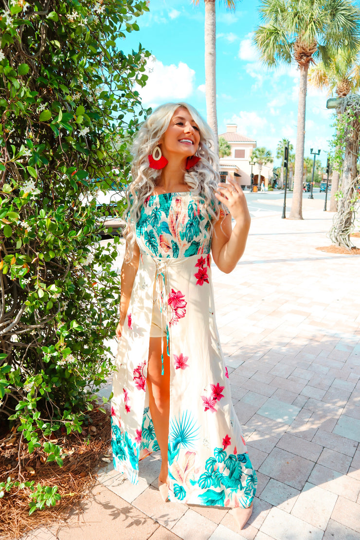 Bomb and Bold Tropical Overlay Romper