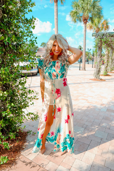 Bomb and Bold Tropical Overlay Romper