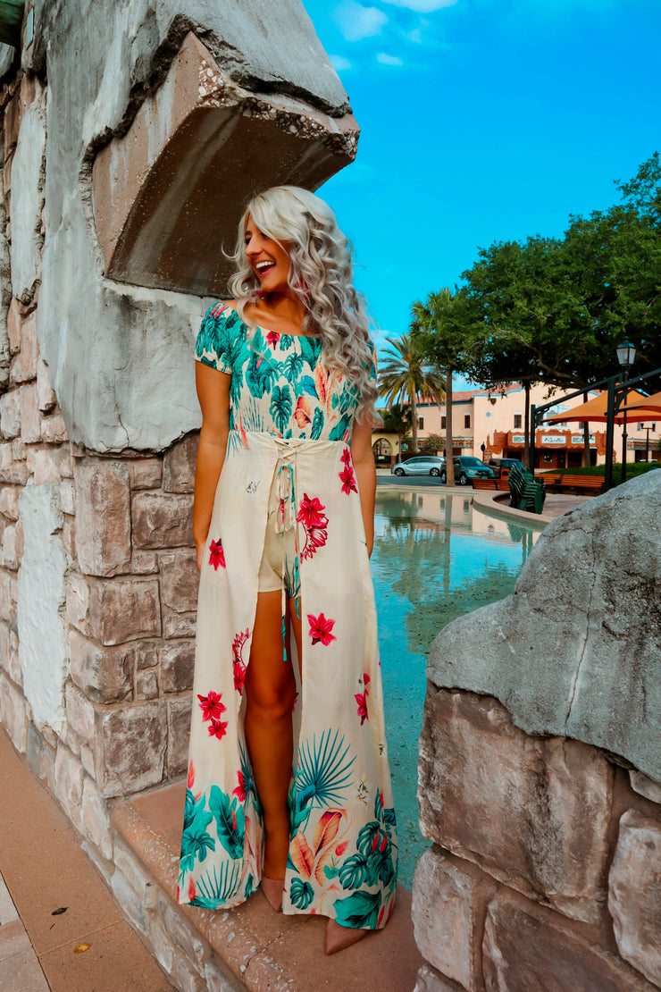 Bomb and Bold Tropical Overlay Romper