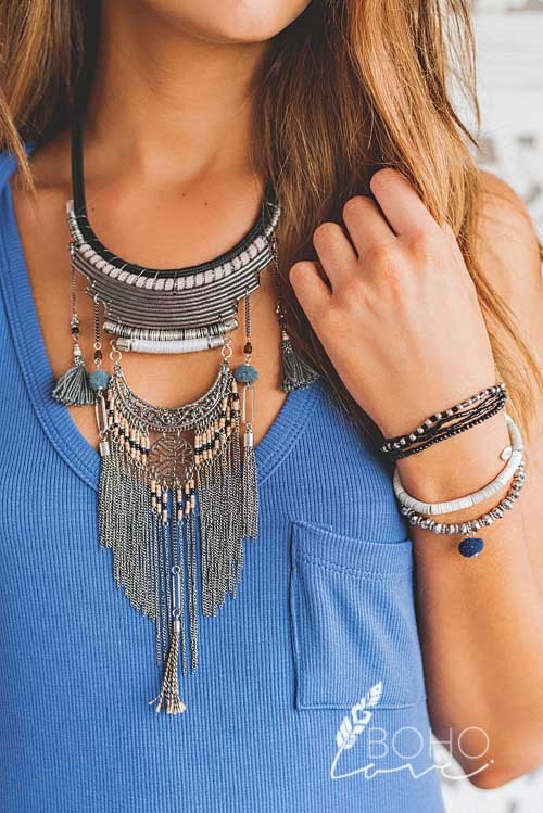 Bohemian Layered Charm Choker Necklace